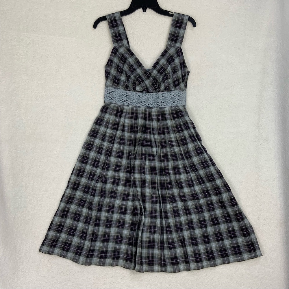 Sundance Priscilla Dress Glen Plaid Lace Knee-Length A-Line Women's Size 6